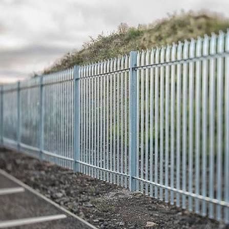 Galvanised steel palisade security fencing